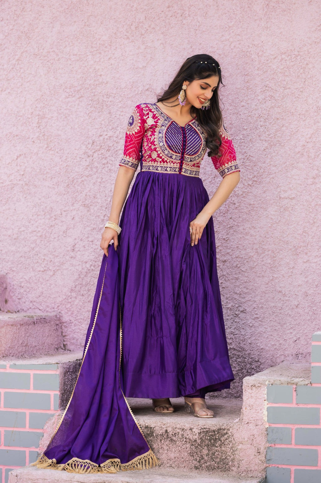 Jk Mart Embroidery work traditional gown Price in India - ANIBEY