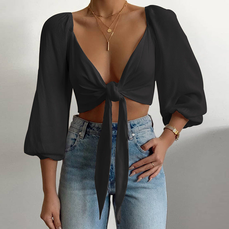 Women's Short Long Sleeve Tube Top Cardigan Top