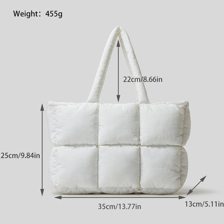 Soft Down Handbag Woman Cotton Dress Bags Filled With Cotton - ANIBEY