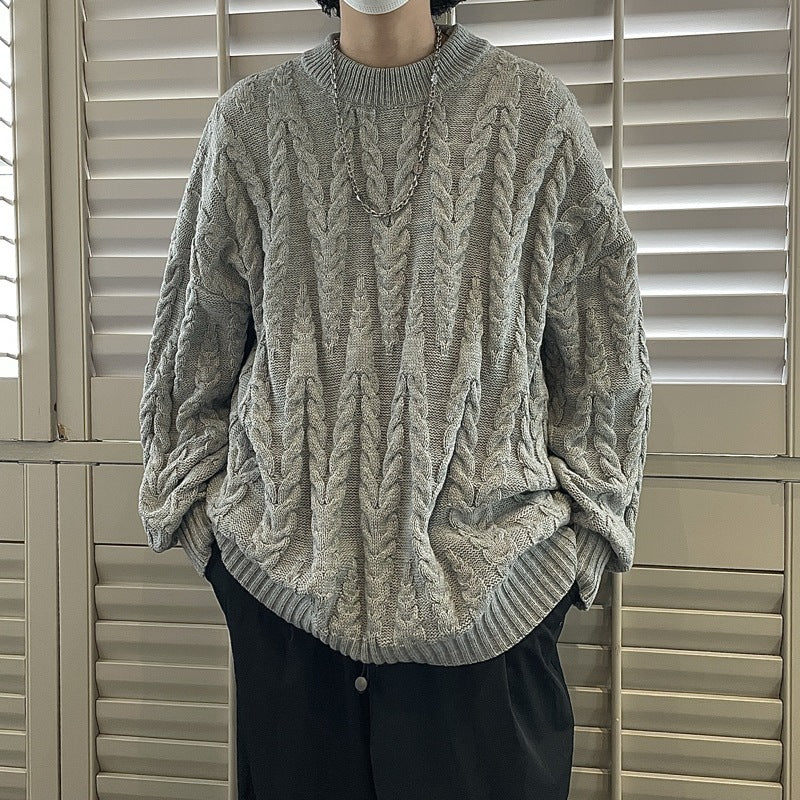 Men's And Women's Crewneck Solid Color Knitwear Pullover Sweater - ANIBEY