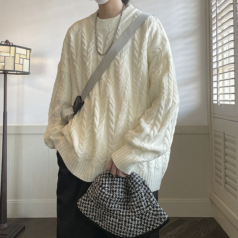 Men's And Women's Crewneck Solid Color Knitwear Pullover Sweater - ANIBEY