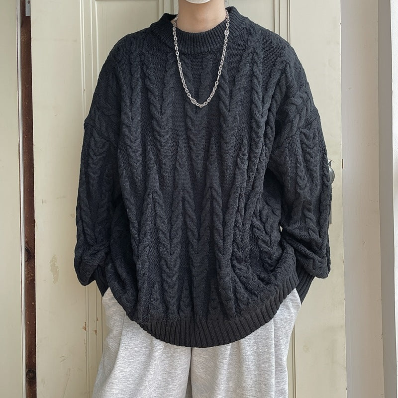 Men's And Women's Crewneck Solid Color Knitwear Pullover Sweater - ANIBEY