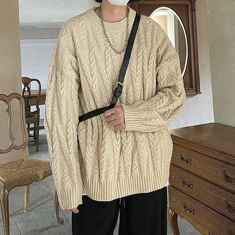 Men's And Women's Crewneck Solid Color Knitwear Pullover Sweater - ANIBEY