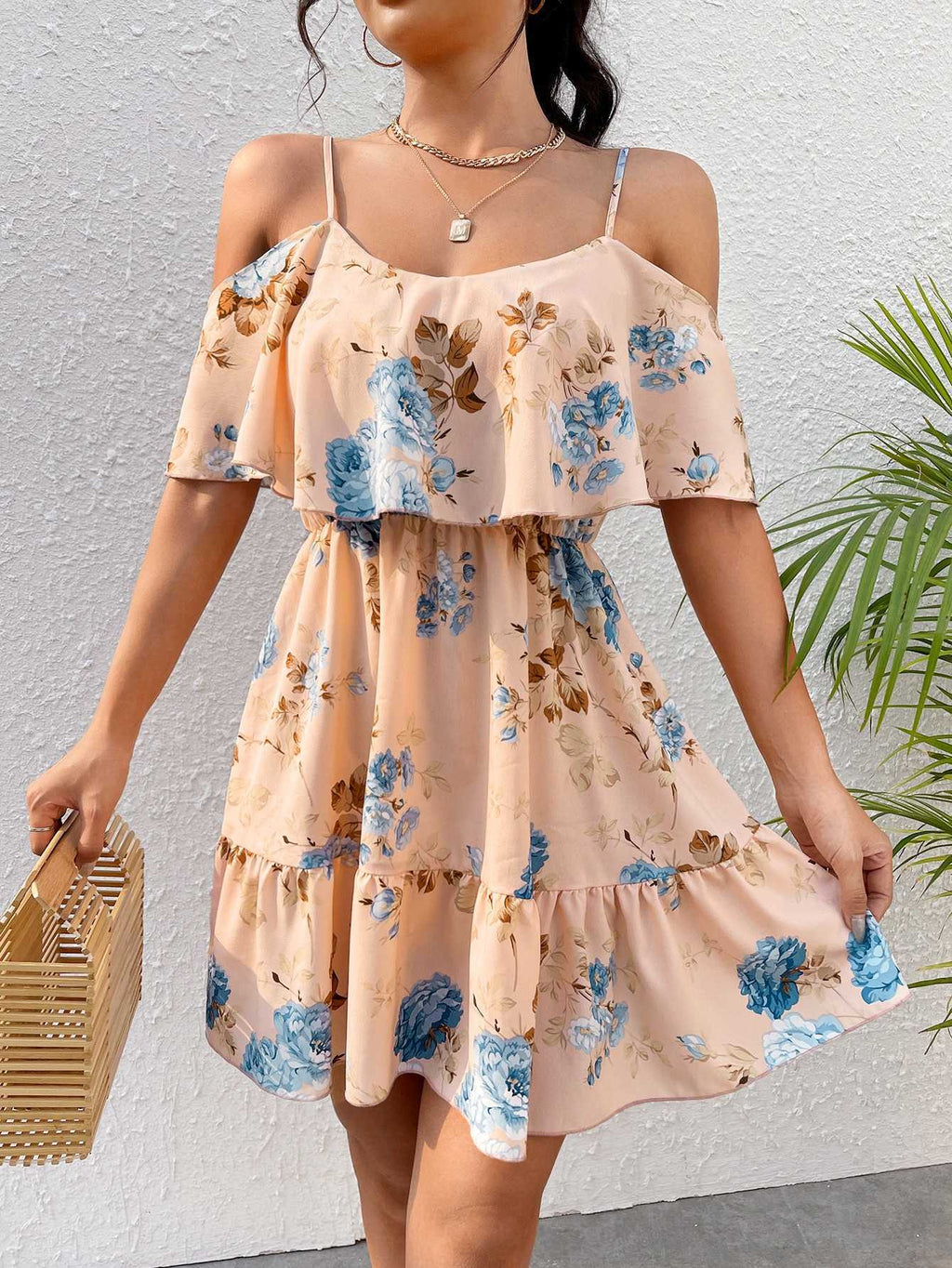 French Romantic Off-shoulder Waist Dress - ANIBEY