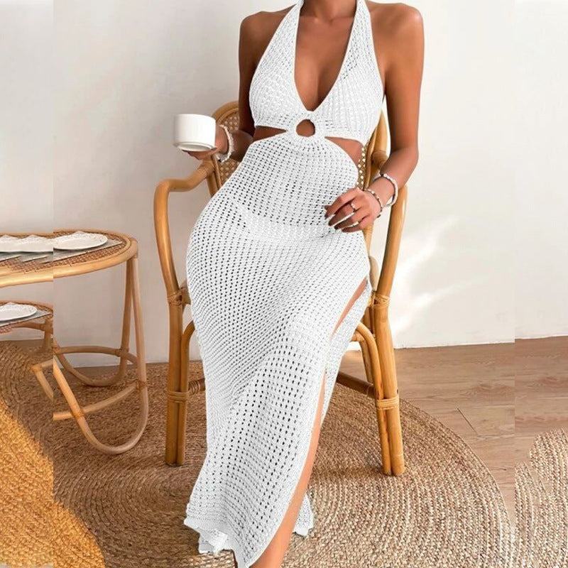 European And American Summer Beach Dress Women's Solid Color Sexy - ANIBEY