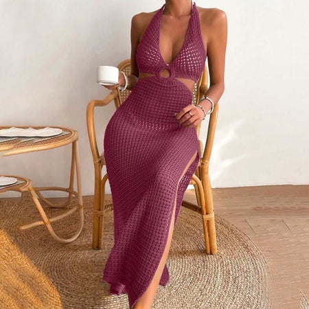European And American Summer Beach Dress Women's Solid Color Sexy - ANIBEY