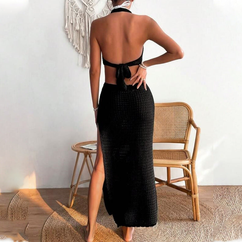 European And American Summer Beach Dress Women's Solid Color Sexy - ANIBEY