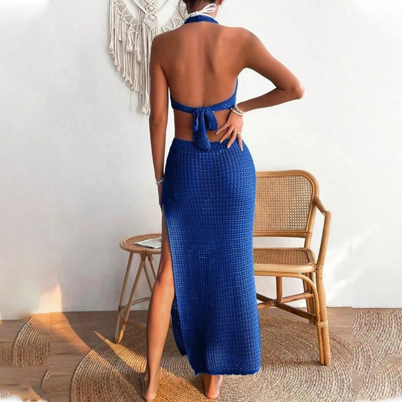 European And American Summer Beach Dress Women's Solid Color Sexy - ANIBEY