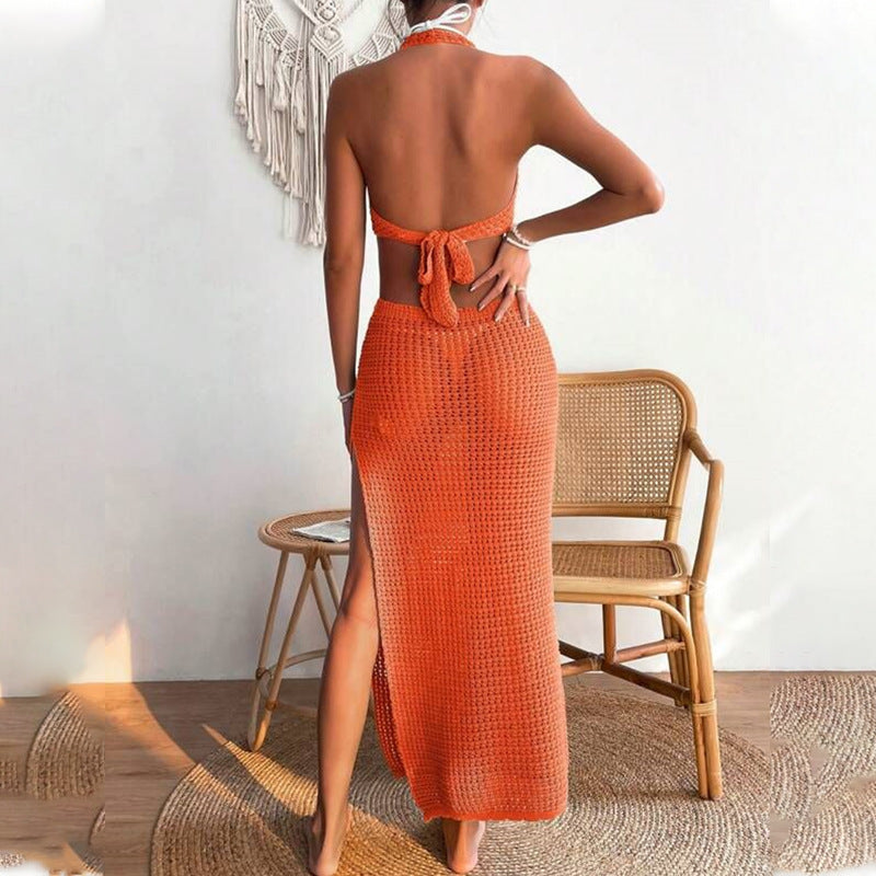 European And American Summer Beach Dress Women's Solid Color Sexy - ANIBEY