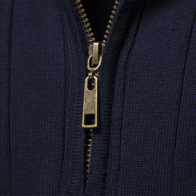 Men's Solid Color Stand Collar Half-Zipper Knit Sweater - ANIBEY