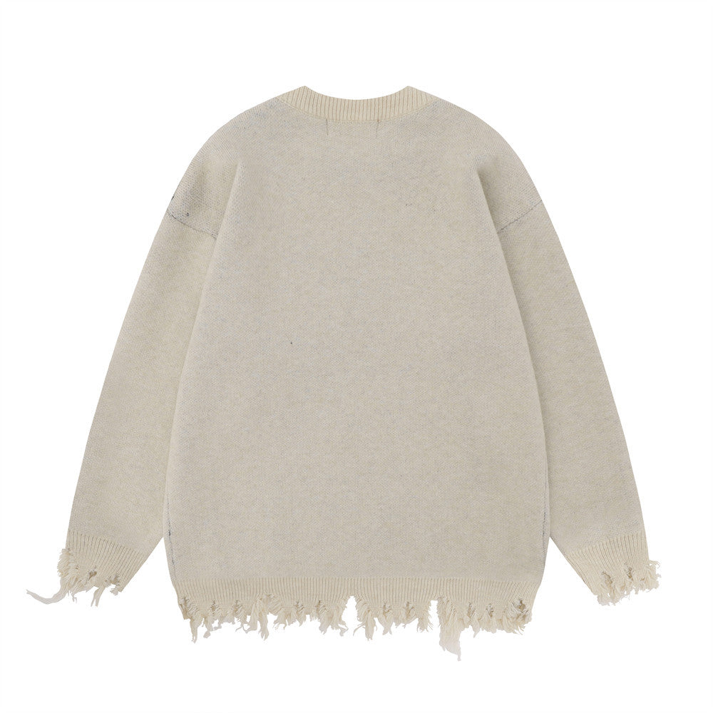 Spider Web Brocade Cotton Blend Sweater for Men - ANIBEY