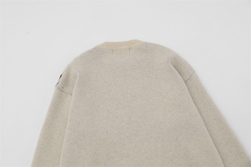 Spider Web Brocade Cotton Blend Sweater for Men - ANIBEY