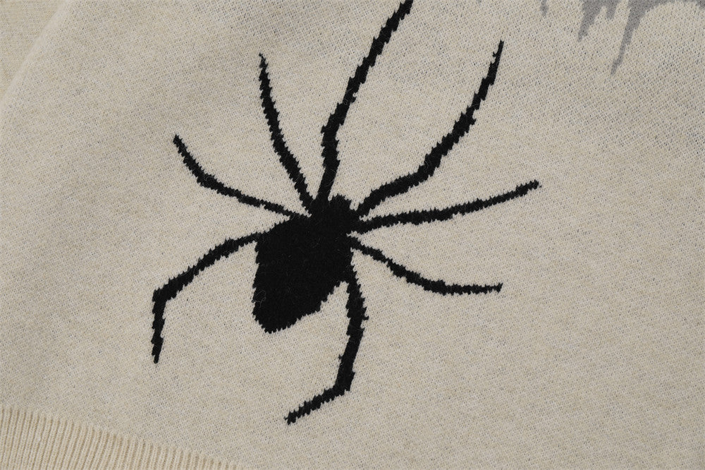 Spider Web Brocade Cotton Blend Sweater for Men - ANIBEY