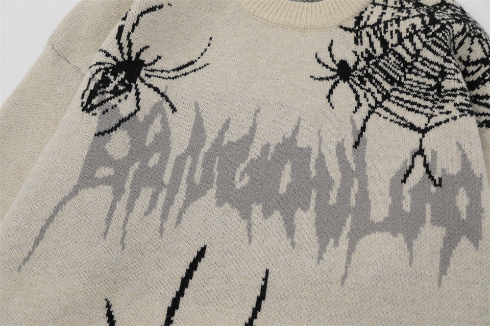 Spider Web Brocade Cotton Blend Sweater for Men - ANIBEY
