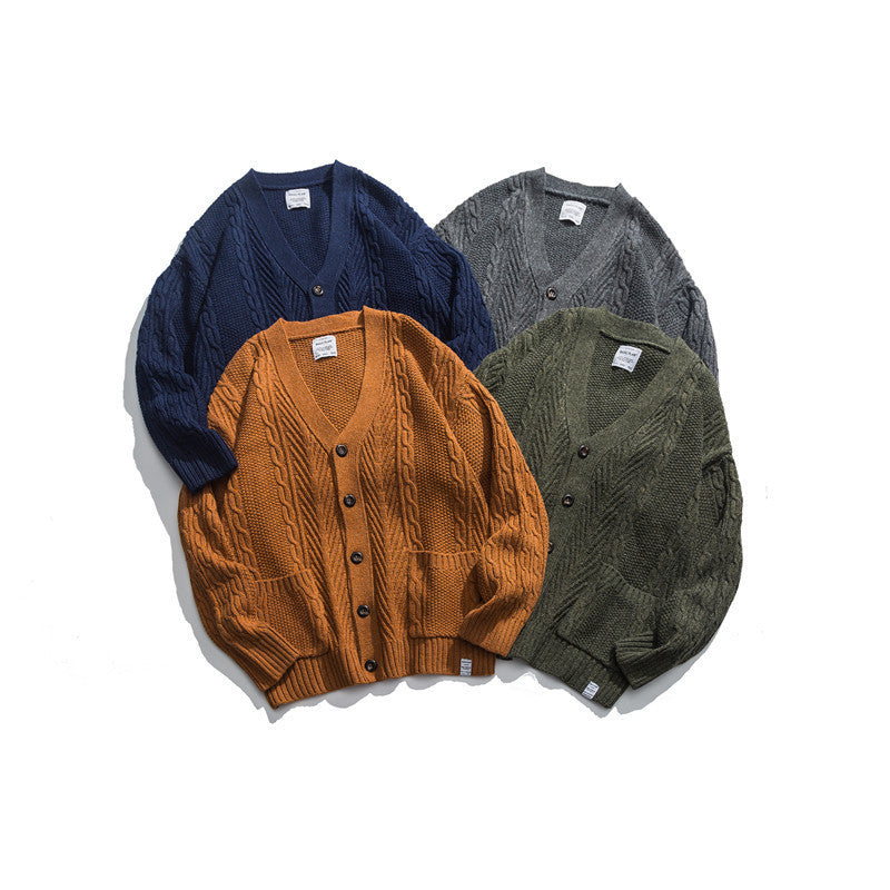 V-neck Knit Cardigan Sweater for Men - ANIBEY