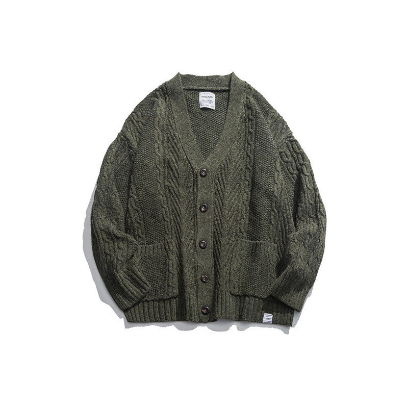 V-neck Knit Cardigan Sweater for Men - ANIBEY