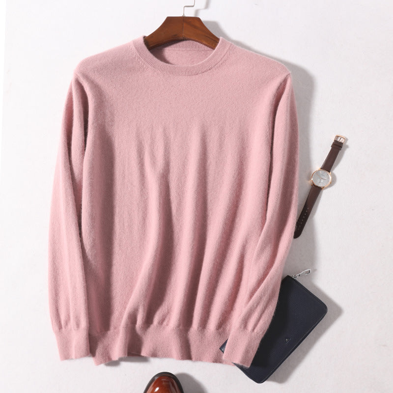 Men's Round Neck Slimming Pullover Wool Sweater - ANIBEY