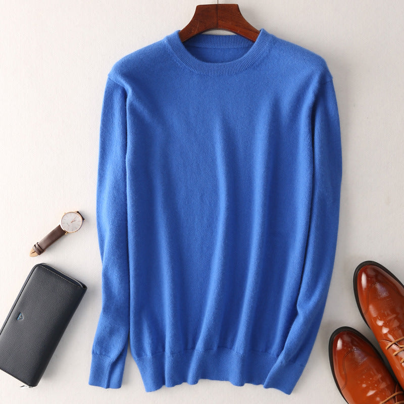 Men's Round Neck Slimming Pullover Wool Sweater - ANIBEY