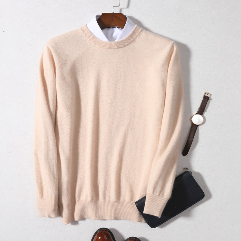 Men's Round Neck Slimming Pullover Wool Sweater - ANIBEY