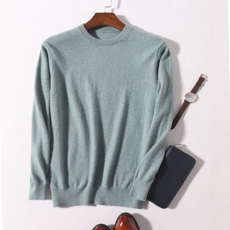 Men's Round Neck Slimming Pullover Wool Sweater - ANIBEY