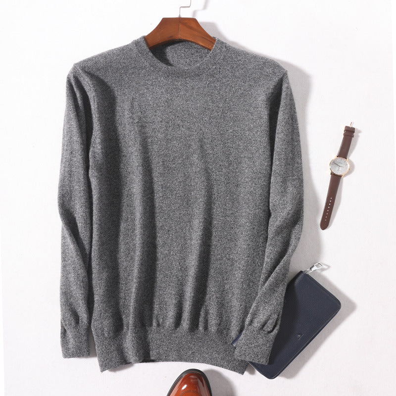 Men's Round Neck Slimming Pullover Wool Sweater - ANIBEY