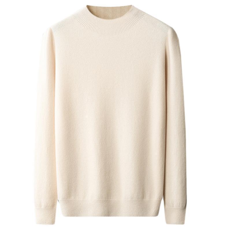 Solid Color Knitted Wool Sweater for Men - ANIBEY