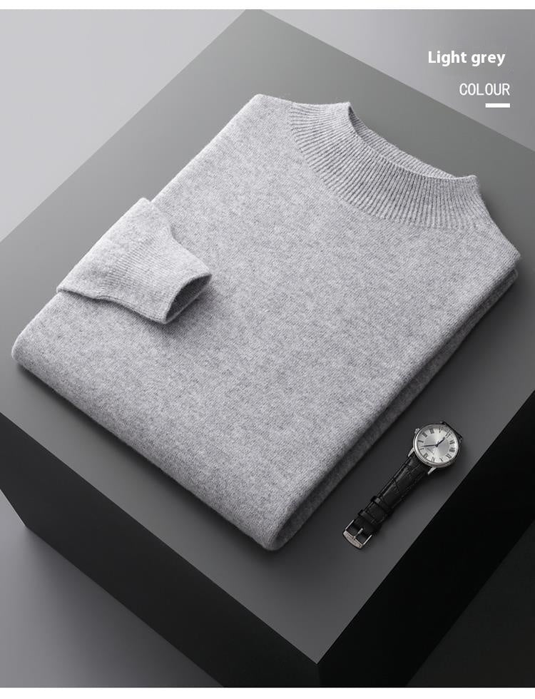 Solid Color Knitted Wool Sweater for Men - ANIBEY