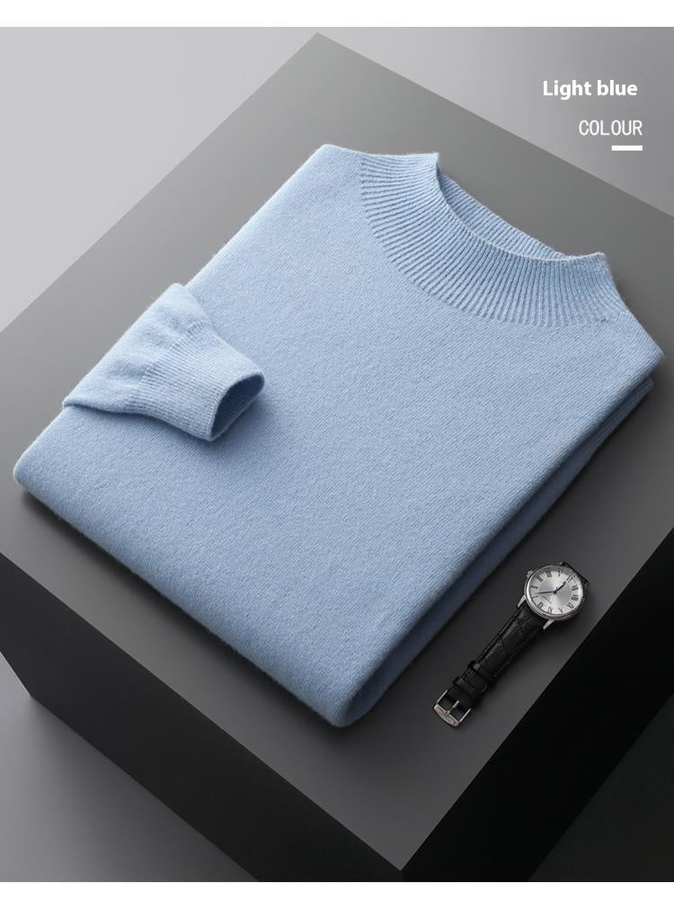Solid Color Knitted Wool Sweater for Men - ANIBEY