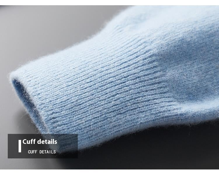 Solid Color Knitted Wool Sweater for Men - ANIBEY