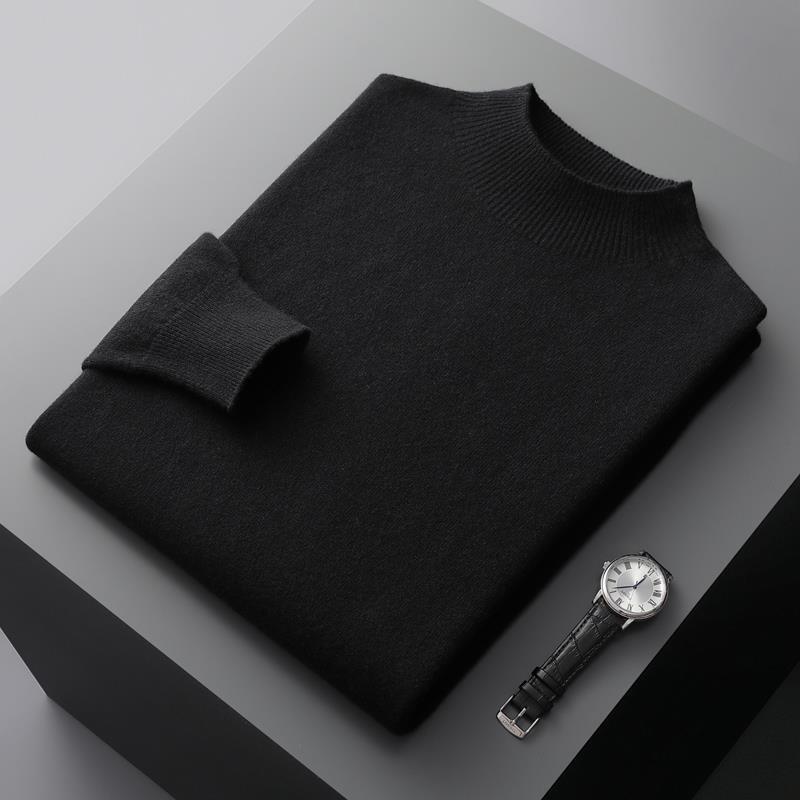 Solid Color Knitted Wool Sweater for Men - ANIBEY