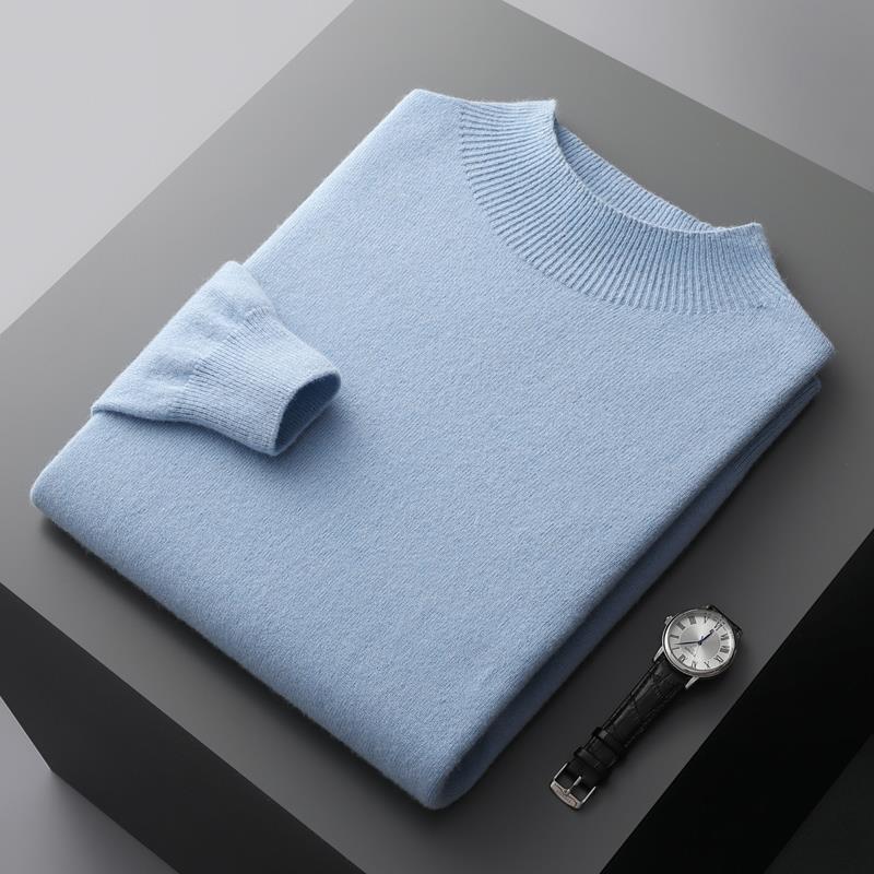 Solid Color Knitted Wool Sweater for Men - ANIBEY