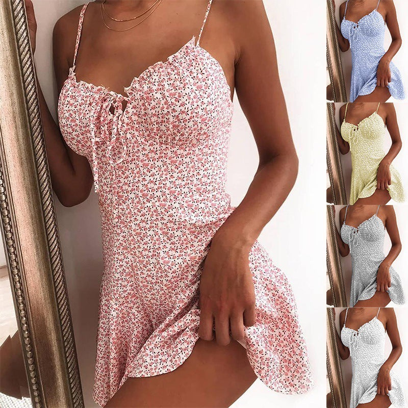 Floral Dress Mini Camisole Dress Women - ANIBEY