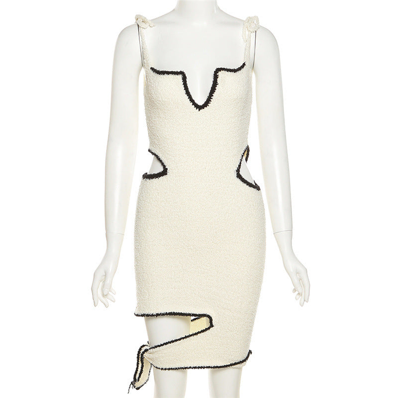 Sling Neck Hollow Hollow Hip Slim Dress - ANIBEY