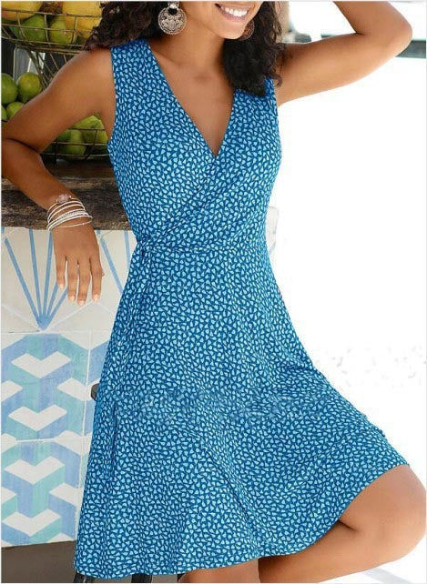 Explosive Floral Belt Women's Dress - ANIBEY