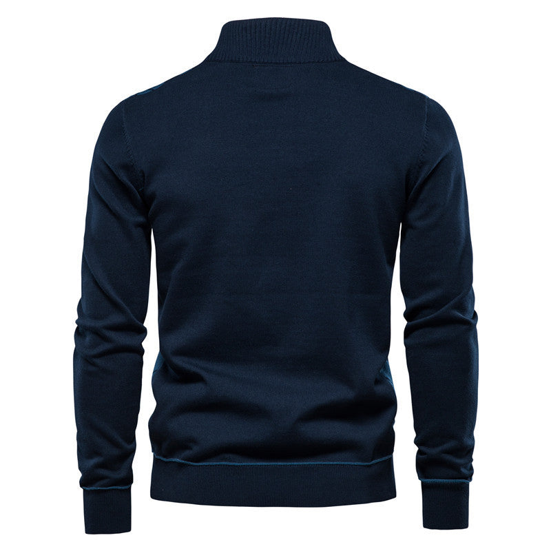 Jacquard Half-zip Stand-up Collar Sweater for Men - ANIBEY