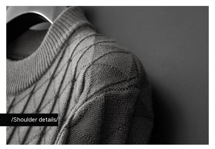 Men's Knitted Loose Round Neck Bottoming Sweater - ANIBEY