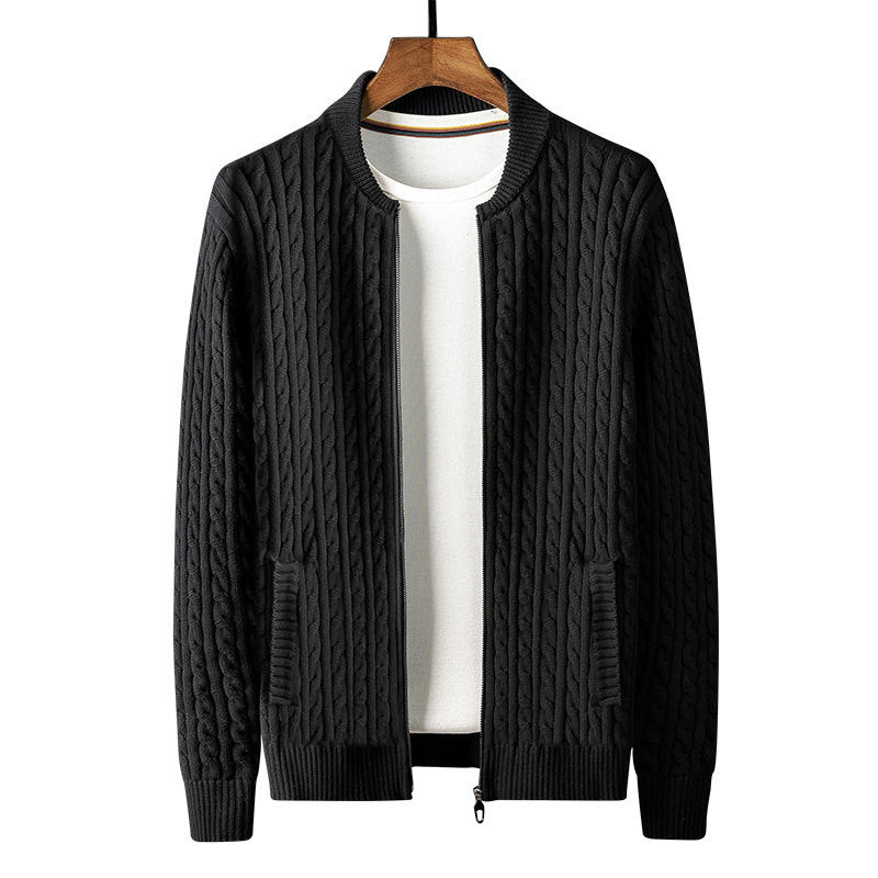 Men's Ribbed Knit Cardigan Sweater - ANIBEY