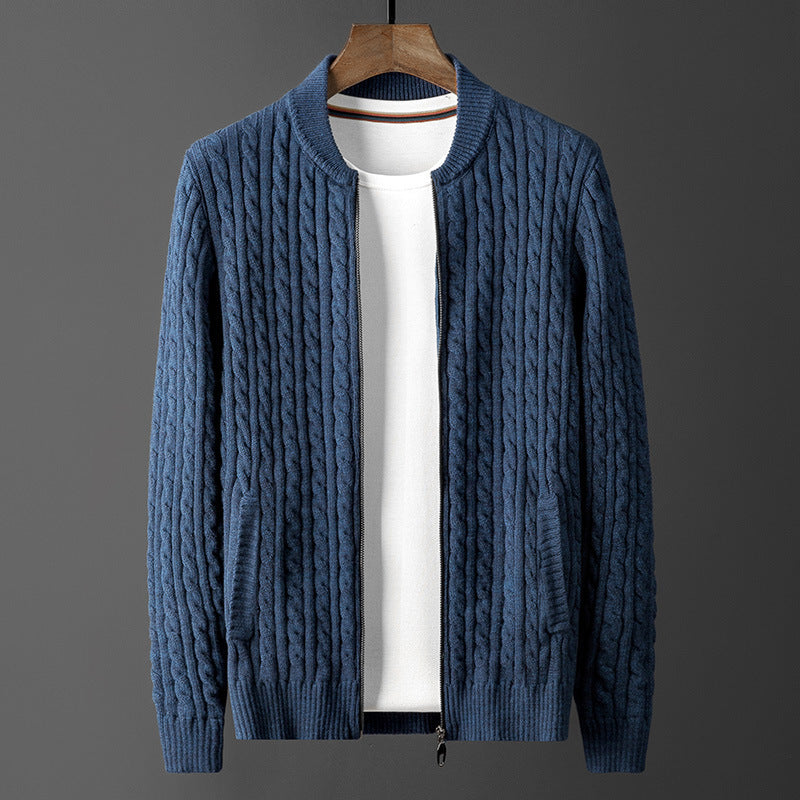 Men's Ribbed Knit Cardigan Sweater - ANIBEY