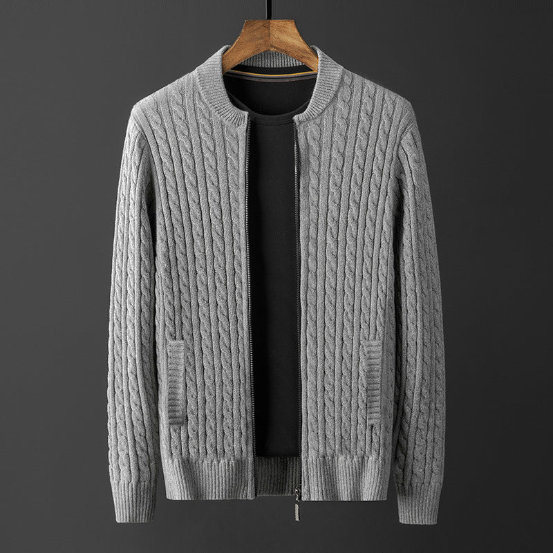 Men's Ribbed Knit Cardigan Sweater - ANIBEY