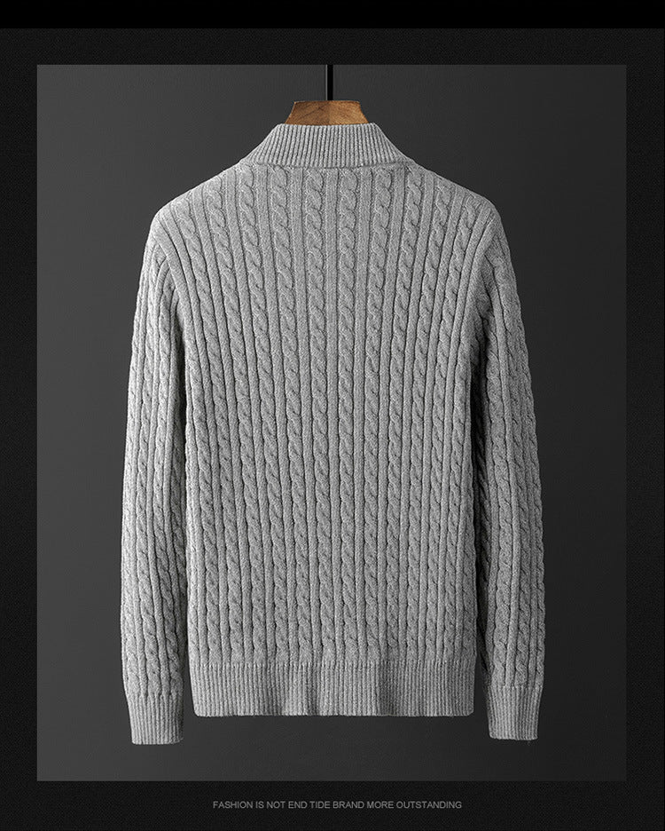 Men's Ribbed Knit Cardigan Sweater - ANIBEY