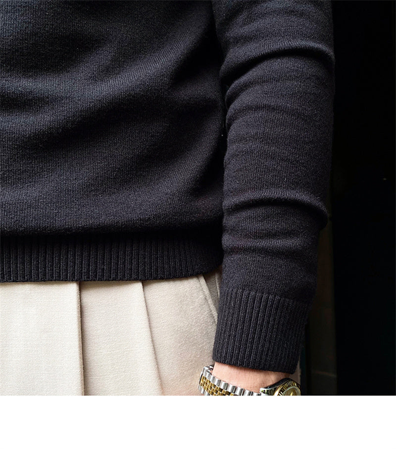 Men's Stand-up Collar Half-Zipper Knit Sweater - ANIBEY
