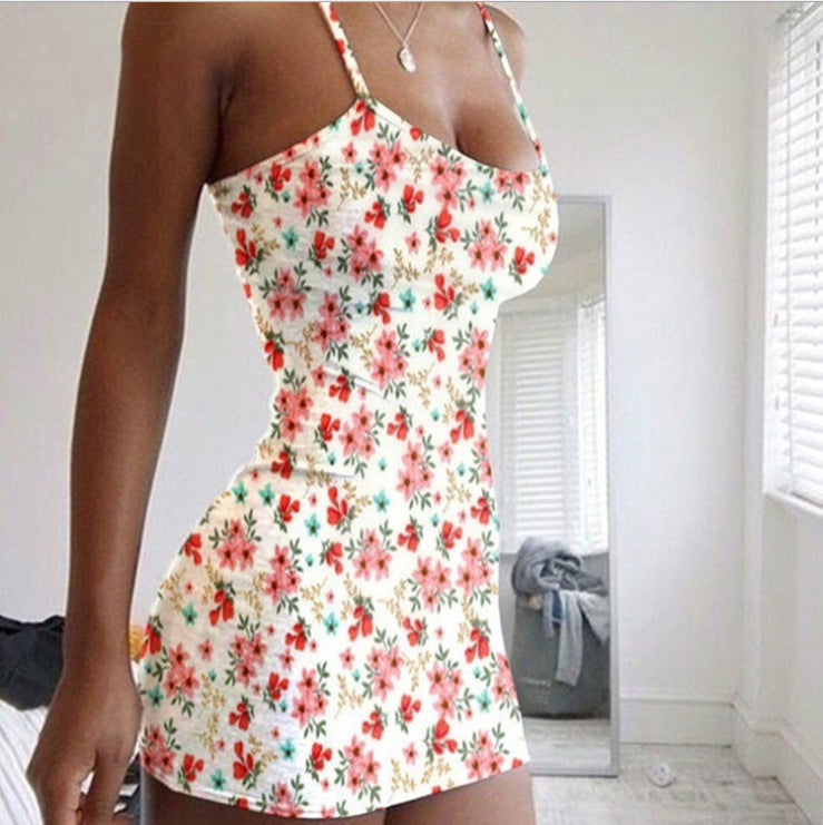 Platinum Tube Top Sexy Slim Floral Dress - ANIBEY