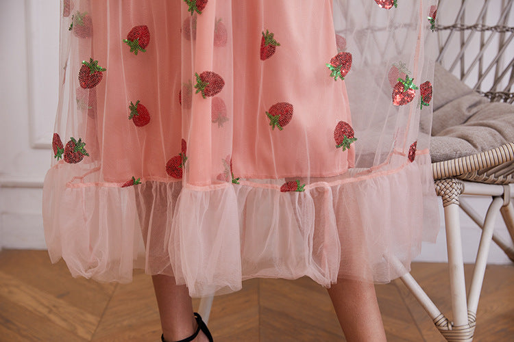 Sequin Embroidery Autumn And Winter Long-sleeved French Dress With Ruffles - ANIBEY