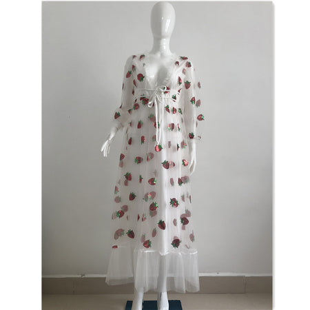 Sequin Embroidery Autumn And Winter Long-sleeved French Dress With Ruffles - ANIBEY