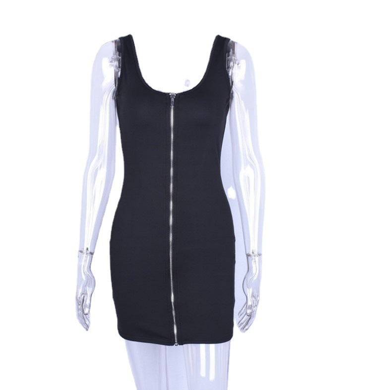 Sexy Hip Skirt With Backpack, Zipper Suspender Dress - ANIBEY
