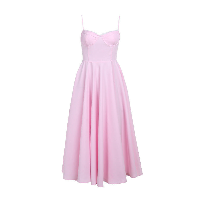 Slim-fit Corset Chest-flattering Steel Ring A- Swing Sling Dress - ANIBEY