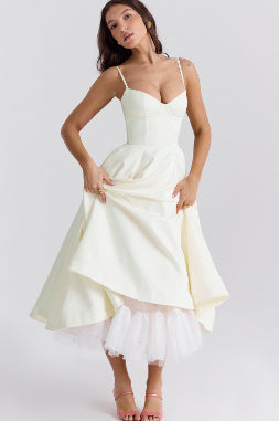 Slim-fit Corset Chest-flattering Steel Ring A- Swing Sling Dress - ANIBEY