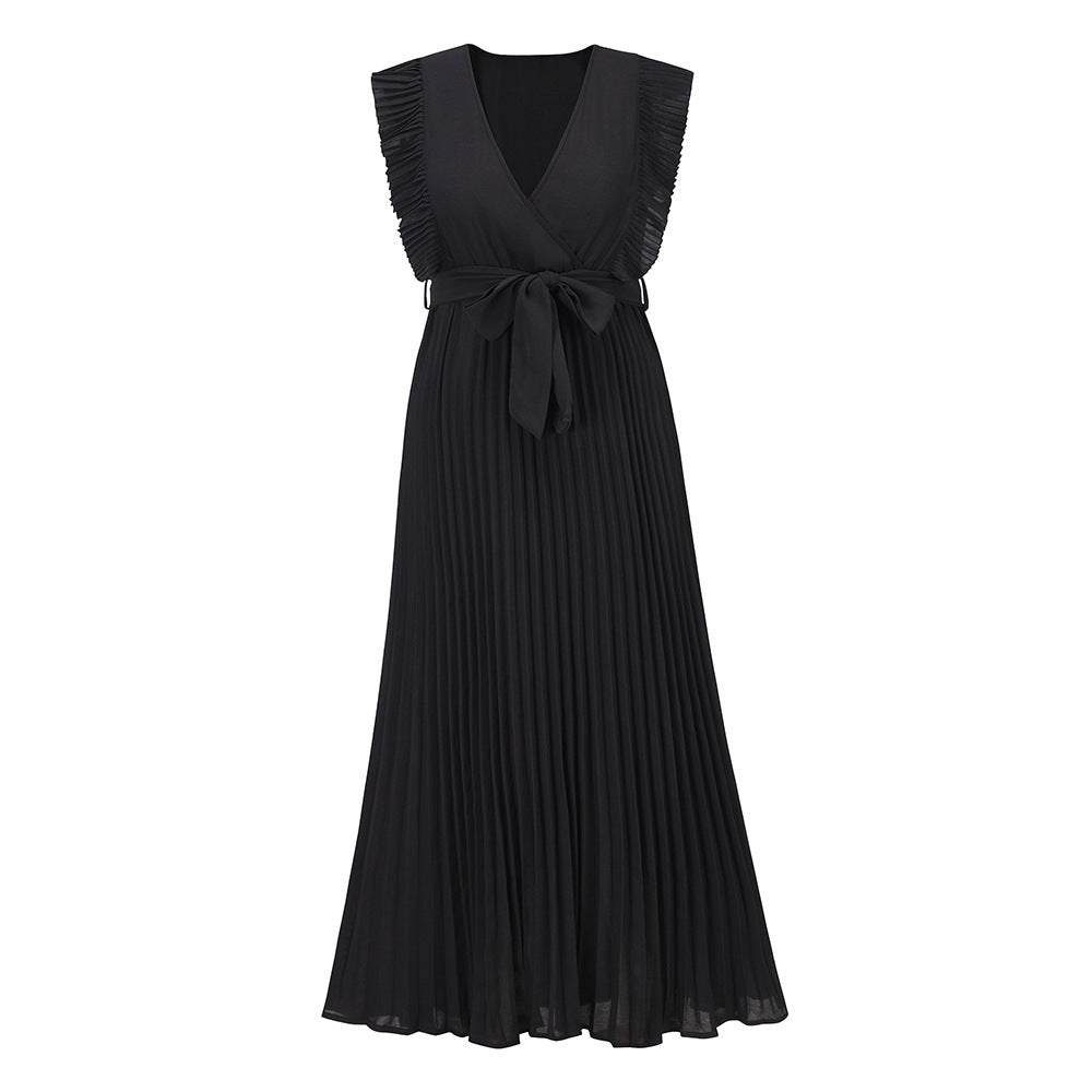Temperament Beach Long Skirt Fashion Slim Sexy Lotus Leaf Sleeves - ANIBEY