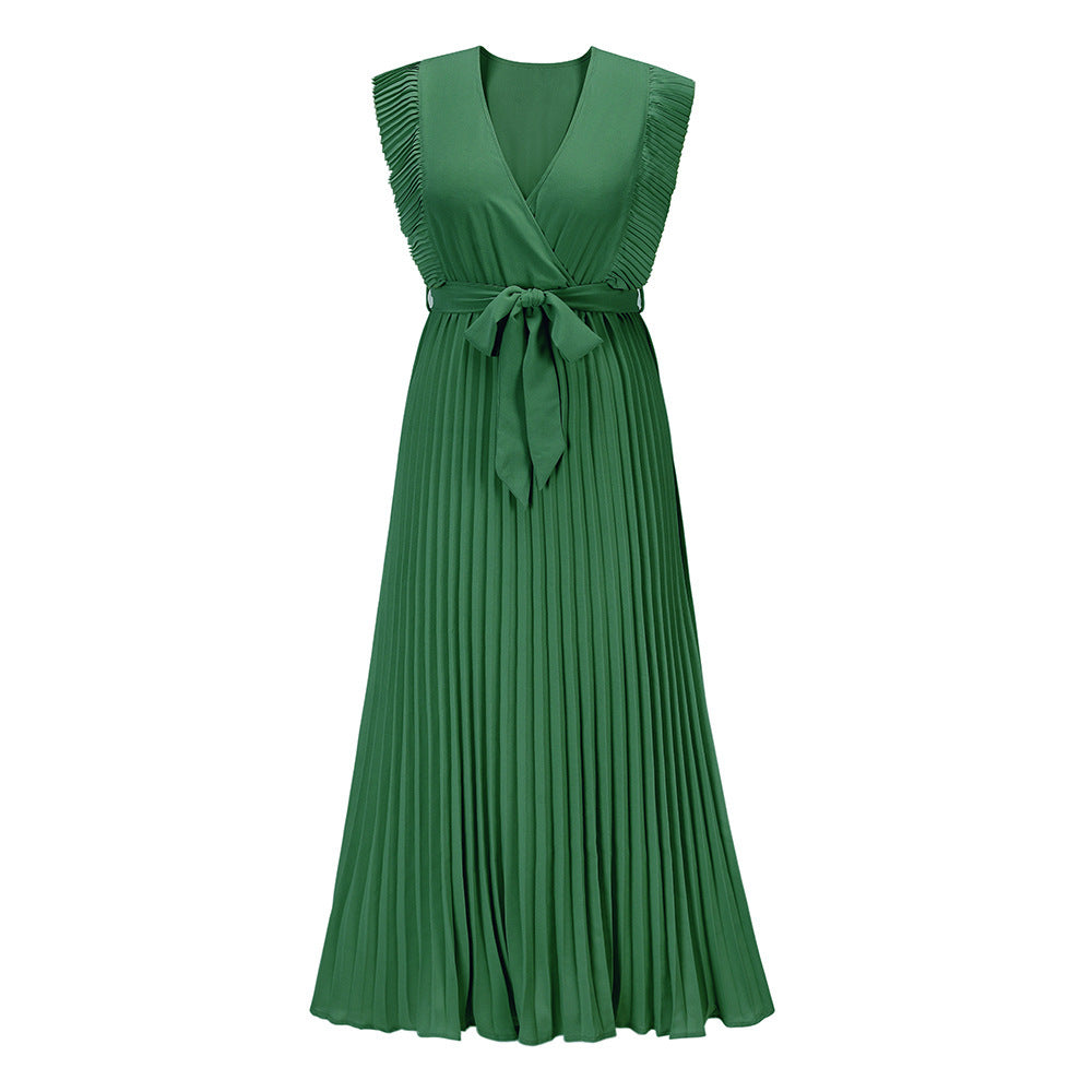 Temperament Beach Long Skirt Fashion Slim Sexy Lotus Leaf Sleeves - ANIBEY
