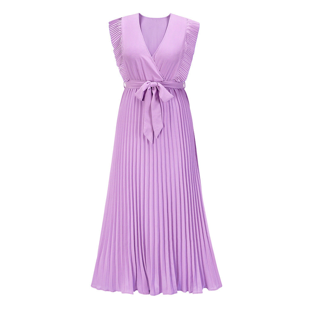 Temperament Beach Long Skirt Fashion Slim Sexy Lotus Leaf Sleeves - ANIBEY